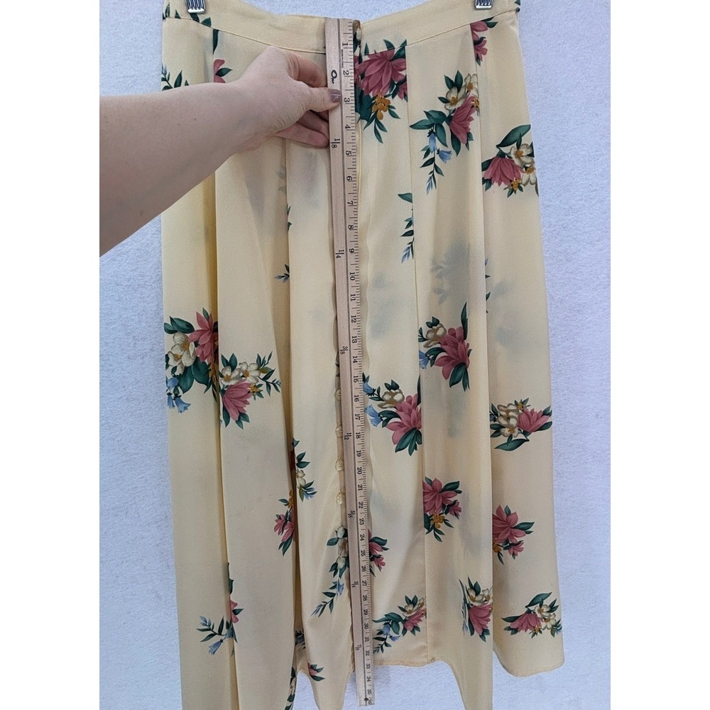 Rafaella Yellow Floral Button Skirt Cottagecore Vintage Romantic Midi size 8 - Picture 11 of 12